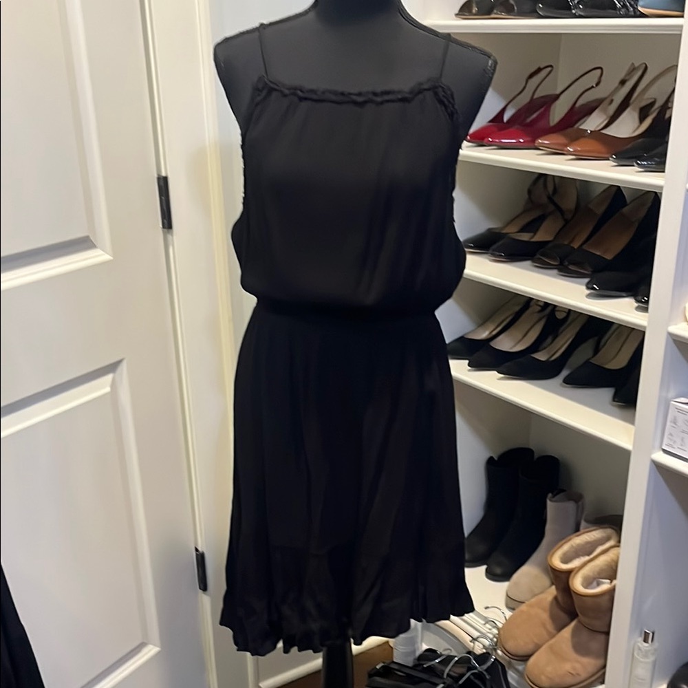 BCBG Black Pleated Ruffled Mini Sundress